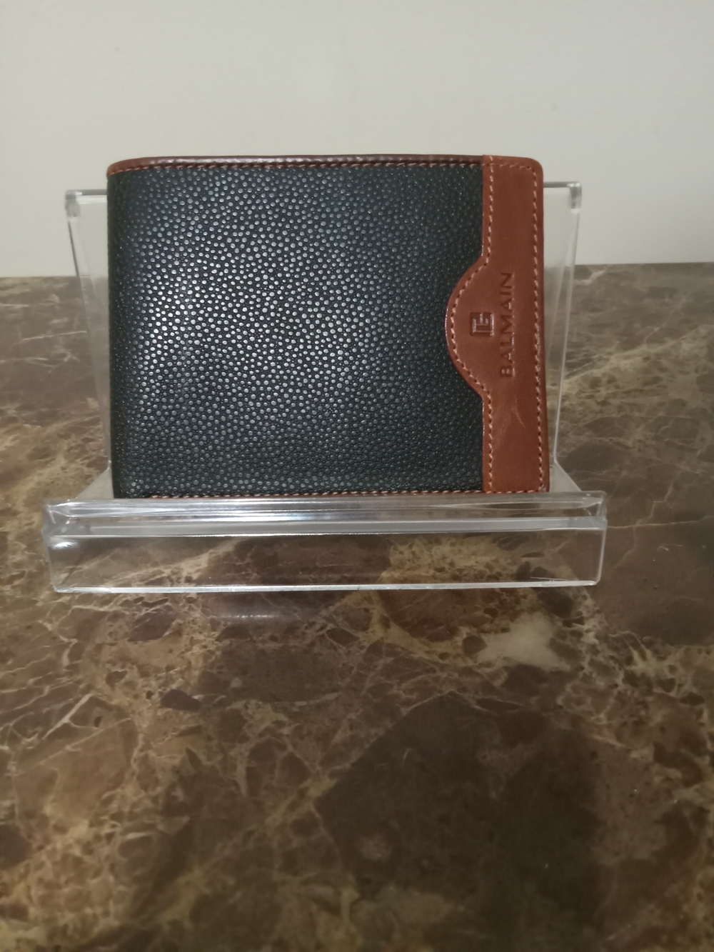 Pierre Balmain Black/Brown Vintage 2tone Leather Wallet EUC